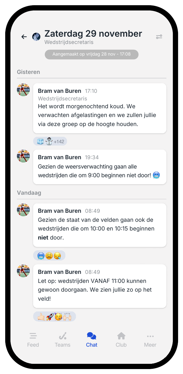 Voorbeeld afgelastingsgroep, zaterdag 29 november
